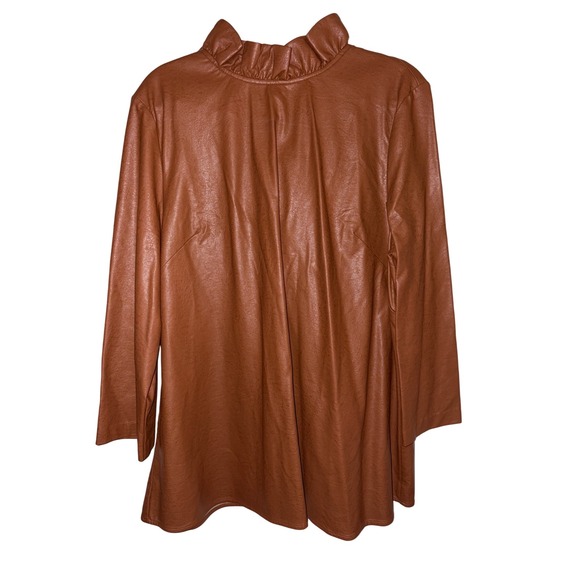 Tuckernuck Faye Blouse in Cognac Faux Leather Blouse XXXL = 18 US - Picture 7 of 10